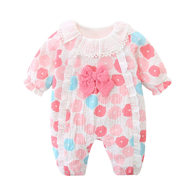 Baby Girls Flower Bohemian Print Jumpsuits Wholesale 221221324