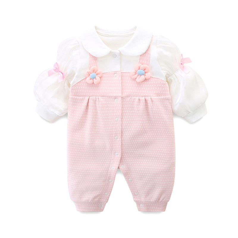 Baby Girls Flower Bow Jumpsuits Wholesale 221221332