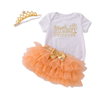 Load image into Gallery viewer, 2 Pieces Set Baby Girls Birthday Party Letters Print Tops Solid Color And Bow Skirts Wholesale 22122144
