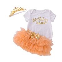 Load image into Gallery viewer, 2 Pieces Set Baby Girls Birthday Party Letters Print Tops Solid Color And Bow Skirts Wholesale 22122144
