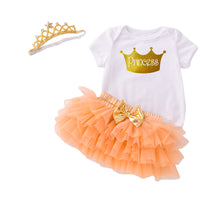 Load image into Gallery viewer, 2 Pieces Set Baby Girls Birthday Party Letters Print Tops Solid Color And Bow Skirts Wholesale 22122144
