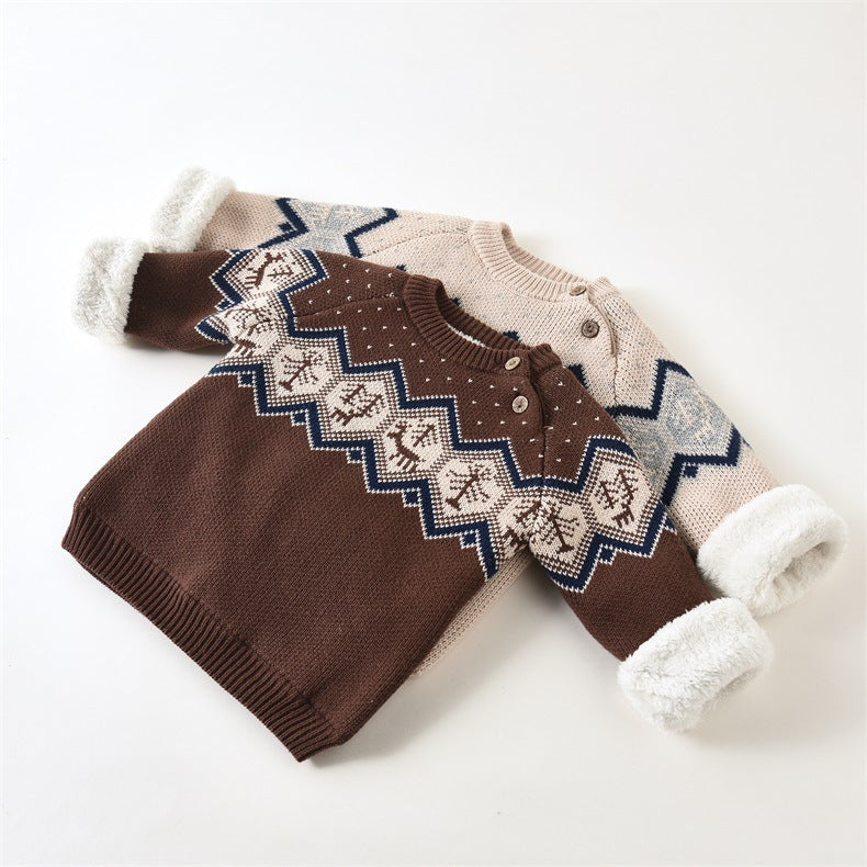 Baby Kid Unisex Checked Crochet Sweaters Wholesale 22122604