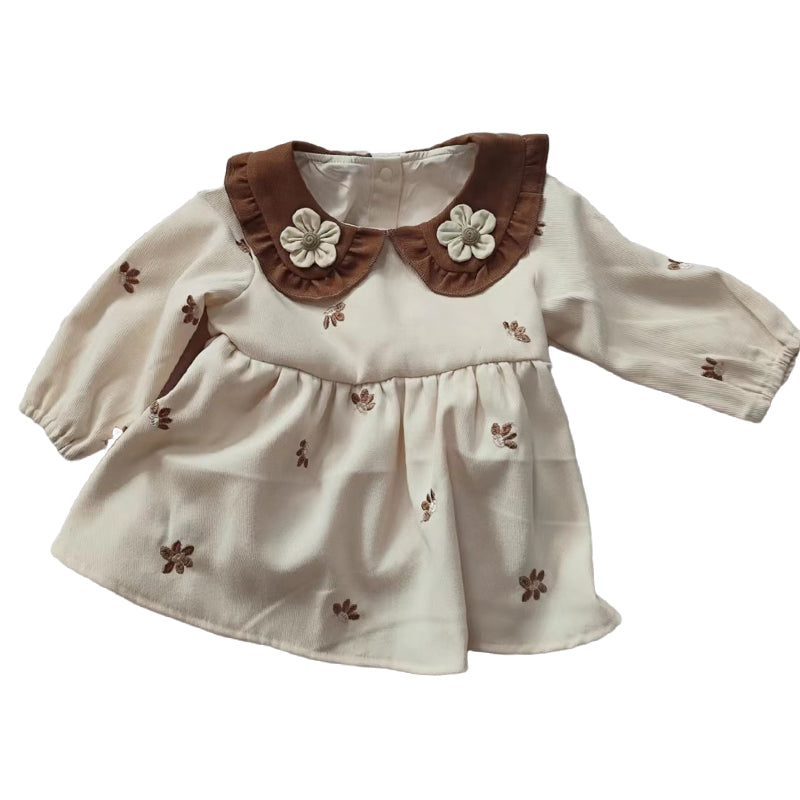 Baby Girls Flower Embroidered Dresses Wholesale 221226237