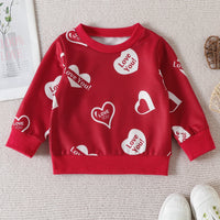 Load image into Gallery viewer, 2 Pieces Set Baby Kid Unisex Valentine&#39;s Day Letters Love heart Print Hoodies Swearshirts And Ribbon Pants Wholesale 221226250
