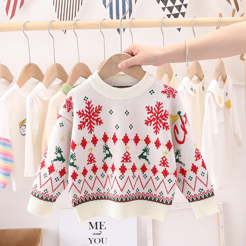 Baby Kid Girls Cartoon Crochet Christmas Sweaters Wholesale 22122626