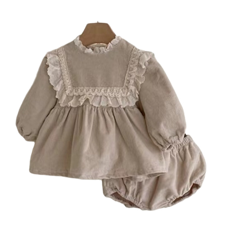 2 Pieces Set Baby Girls Embroidered Tops And Solid Color Shorts Wholesale 221226287