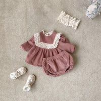 Load image into Gallery viewer, 2 Pieces Set Baby Girls Embroidered Tops And Solid Color Shorts Wholesale 221226287
