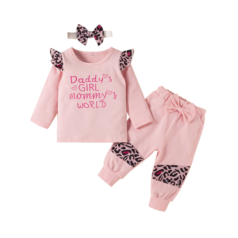 2 Pieces Set Baby Girls Letters Tops And Bow Pants Wholesale 22122631