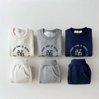Load image into Gallery viewer, 2 Pieces Set Baby Kid Unisex Letters Hoodies Swearshirts And Solid Color Pants Wholesale 221226345
