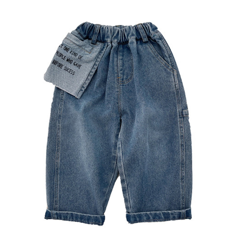 Baby Kid Unisex Solid Color Letters Jeans Wholesale 221226349
