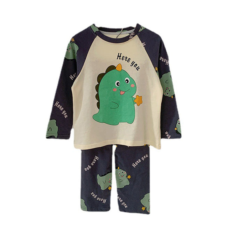 2 Pieces Set Baby Kid Unisex Letters Dinosaur Cartoon Tops And Pants Wholesale 221226357