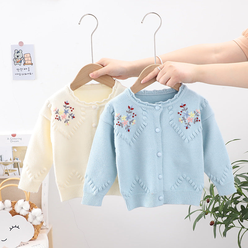 Baby Kid Girls Flower Crochet Cardigan Wholesale 22122638