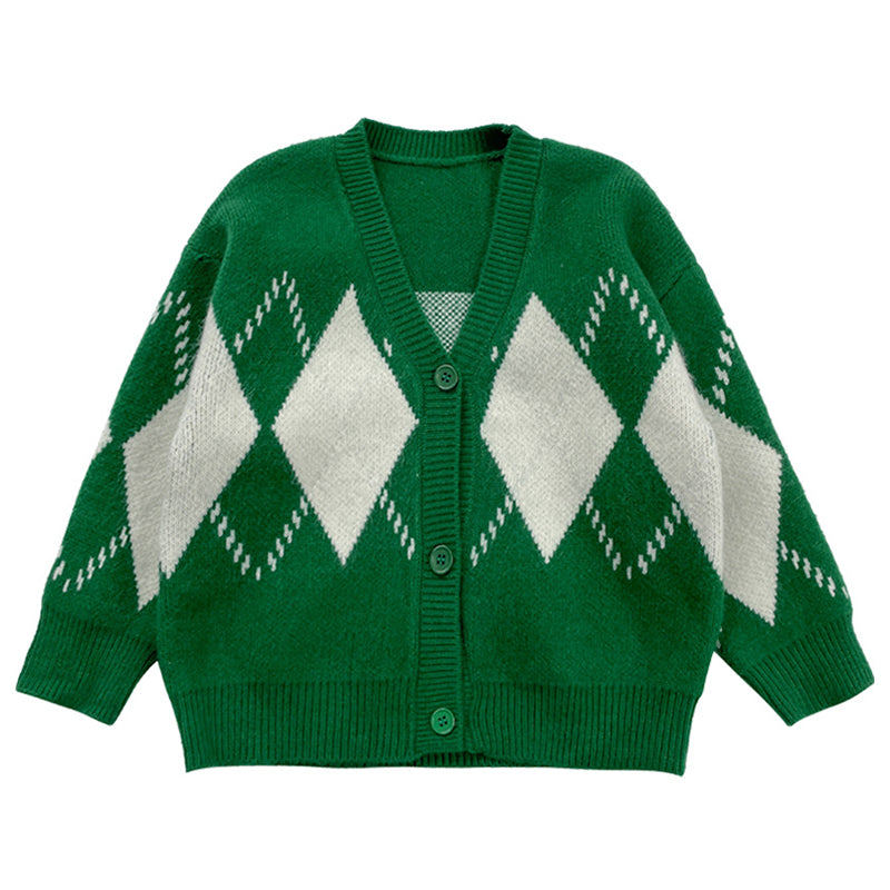 Baby Kid Boys Checked Cardigan Knitwear Wholesale 221226381