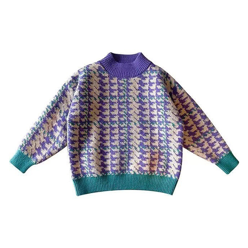 Baby Kid Girls Houndstooth Crochet Sweaters Wholesale 221226407