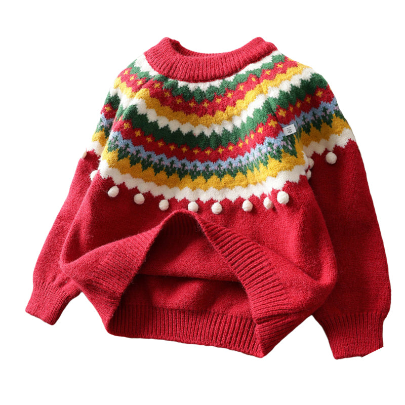 Baby Kid Girls Color-blocking Crochet Sweaters Wholesale 22122642