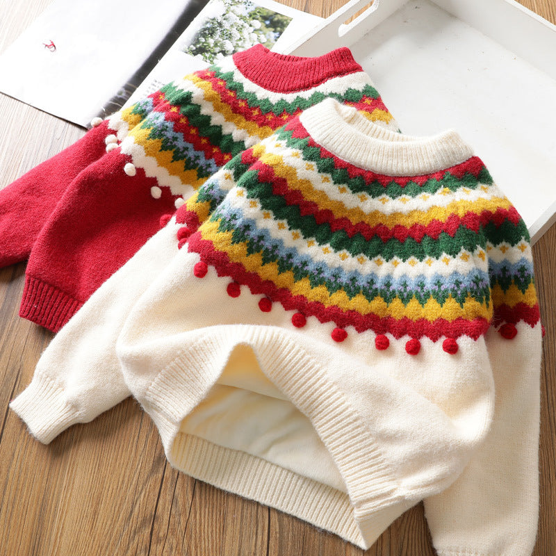 Baby Kid Girls Color-blocking Crochet Sweaters Wholesale 22122642
