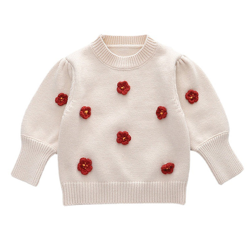 Baby Kid Girls Flower Crochet Sweaters Wholesale 22122672