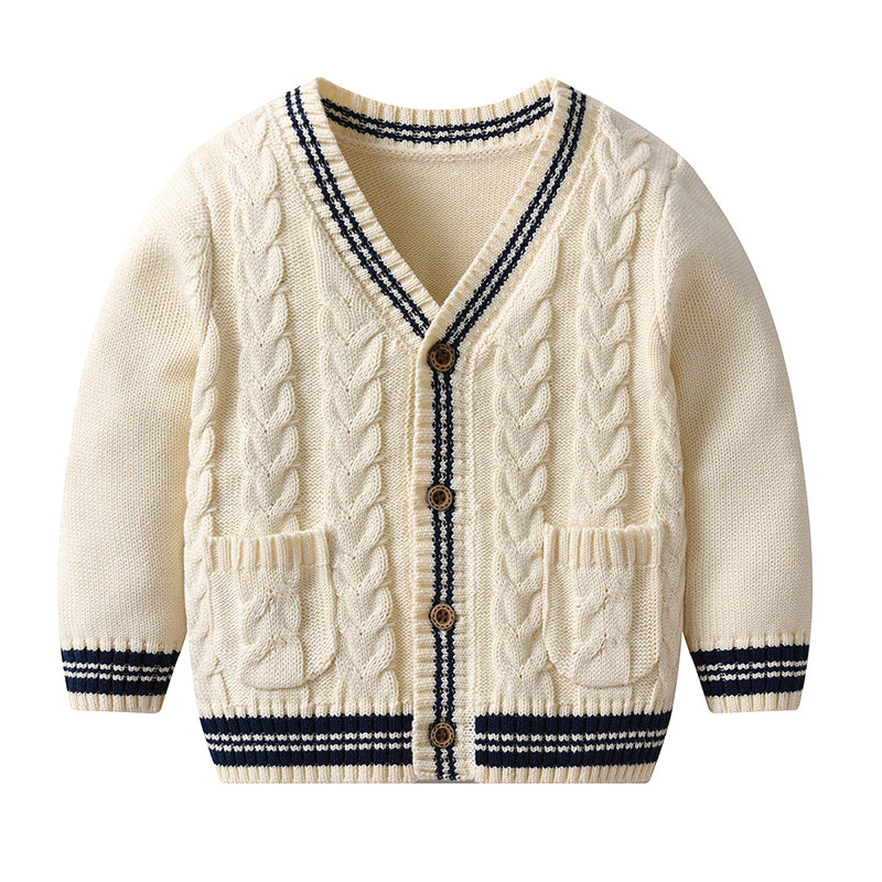 Baby Kid Boys Color-blocking Crochet Cardigan Wholesale 22122693