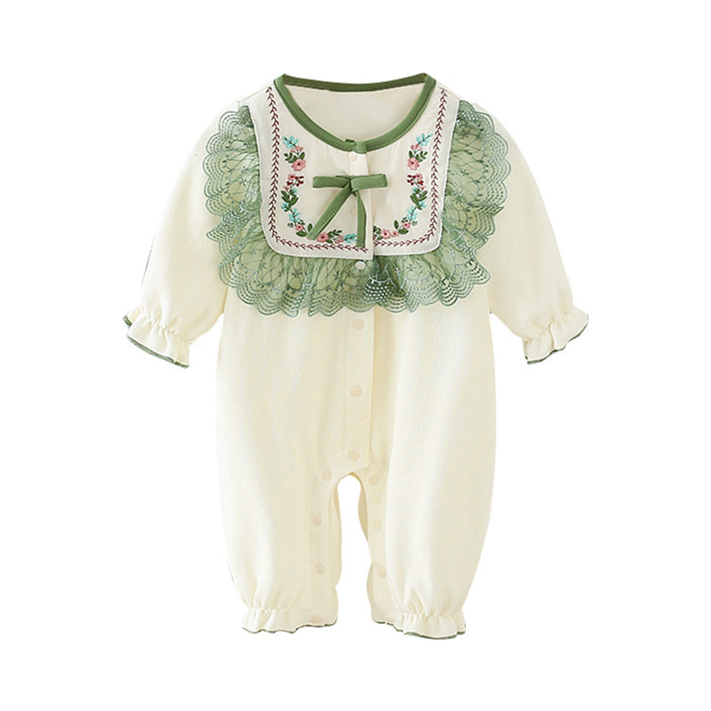 Baby Girls Flower Lace Embroidered Jumpsuits Wholesale 221227261