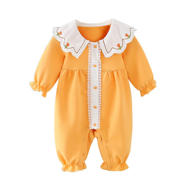 Baby Girls Flower Embroidered Jumpsuits Wholesale 22122780
