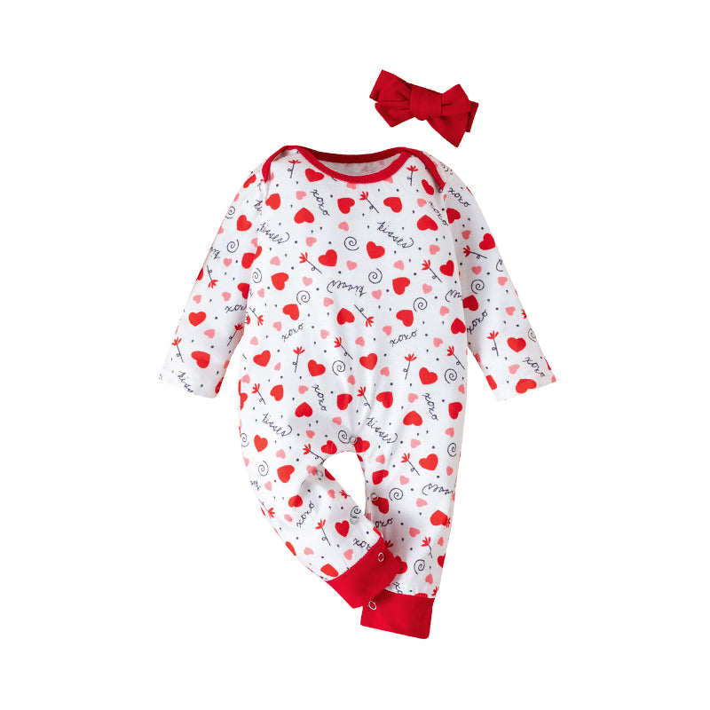 Baby Girls Letters Love heart Print Valentine's Day Jumpsuits Wholesale 221229110