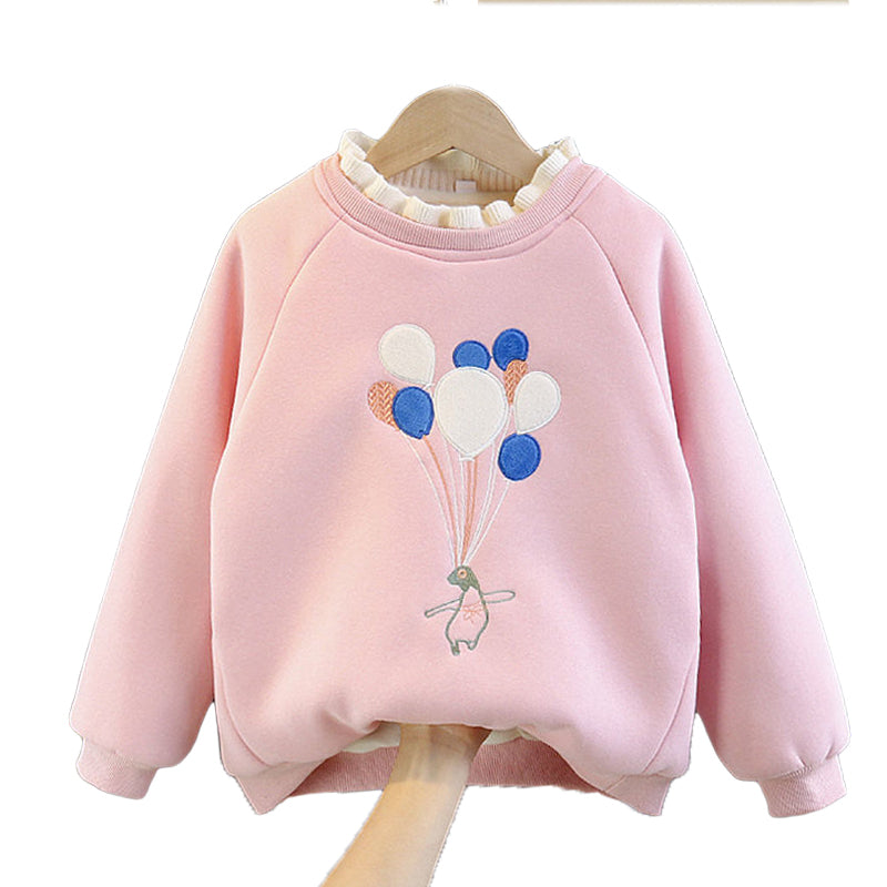 Kid Big Kid Girls Cartoon Embroidered Hoodies Swearshirts Wholesale 221229116