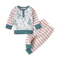 Load image into Gallery viewer, 2 Pieces Set Baby Girls Animals Print Tops And Striped Pants Wholesale 221229120
