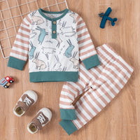 Load image into Gallery viewer, 2 Pieces Set Baby Girls Animals Print Tops And Striped Pants Wholesale 221229120
