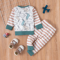 Load image into Gallery viewer, 2 Pieces Set Baby Girls Animals Print Tops And Striped Pants Wholesale 221229120
