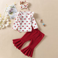 Load image into Gallery viewer, 3 Pieces Set Baby Kid Girls Valentine&#39;s Day Love heart Tops And Solid Color Pants And Headwear Wholesale 221229121
