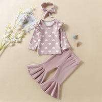 Load image into Gallery viewer, 3 Pieces Set Baby Kid Girls Valentine&#39;s Day Love heart Tops And Solid Color Pants And Headwear Wholesale 221229121
