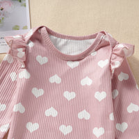 Load image into Gallery viewer, 3 Pieces Set Baby Kid Girls Valentine&#39;s Day Love heart Tops And Solid Color Pants And Headwear Wholesale 221229121

