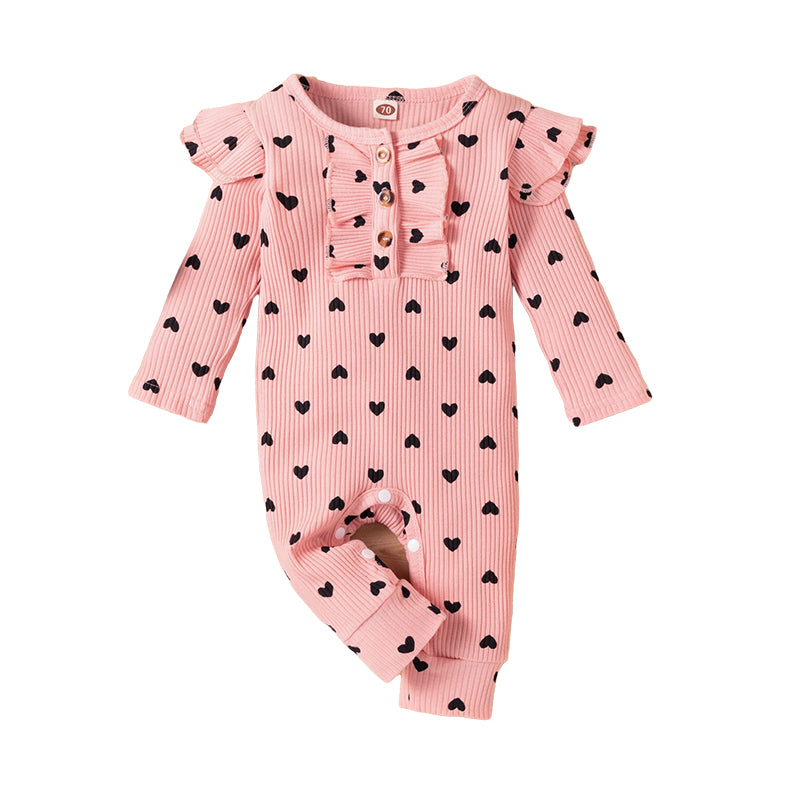 Baby Girls Love heart Print Valentine's Day Jumpsuits Wholesale 221229122