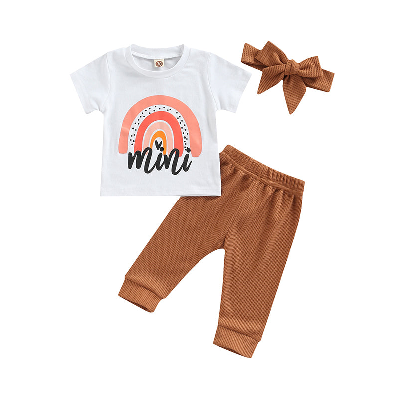 2 Pieces Set Baby Girls Letters Rainbow T-Shirts And Solid Color Pants Wholesale 221229151