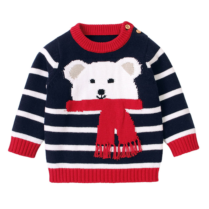 Baby Unisex Striped Animals Cartoon Crochet Sweaters Wholesale 22122916