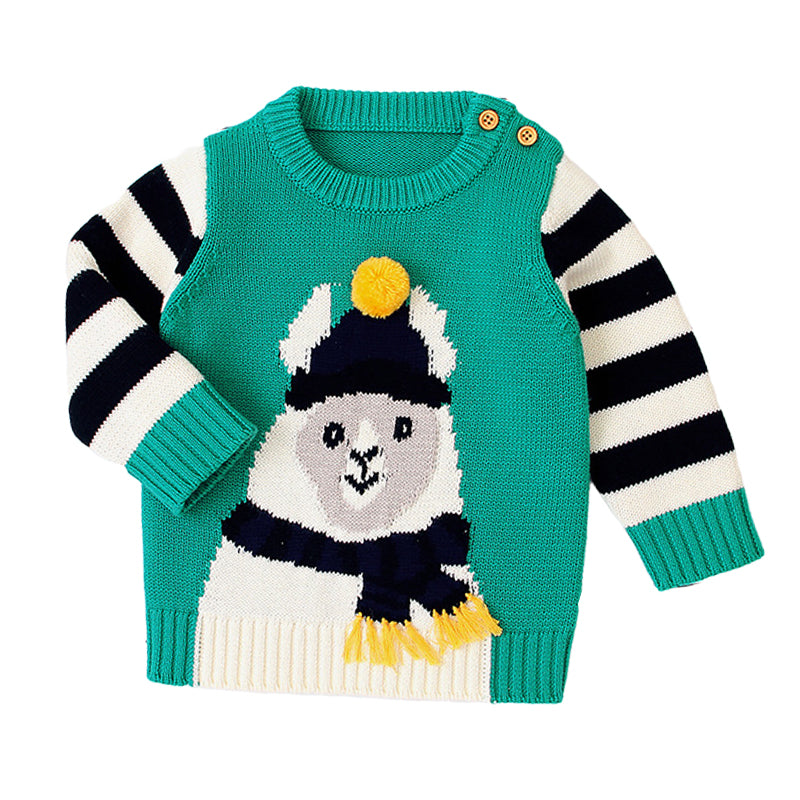 Baby Boys Striped Animals Cartoon Crochet Sweaters Wholesale 22122917