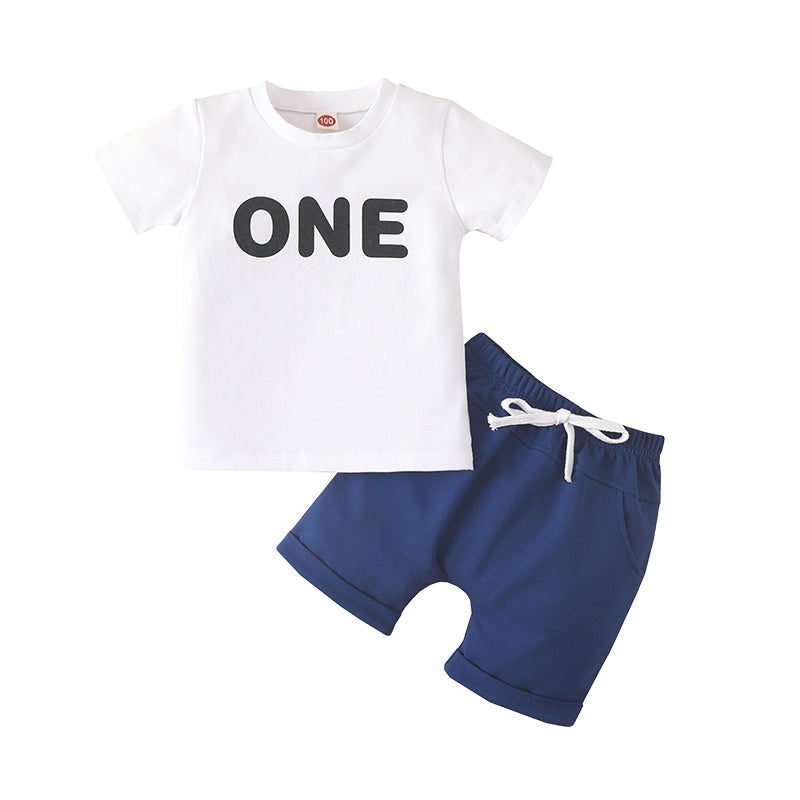 2 Pieces Set Baby Boys Letters T-Shirts And Solid Color Shorts Wholesale 221229176