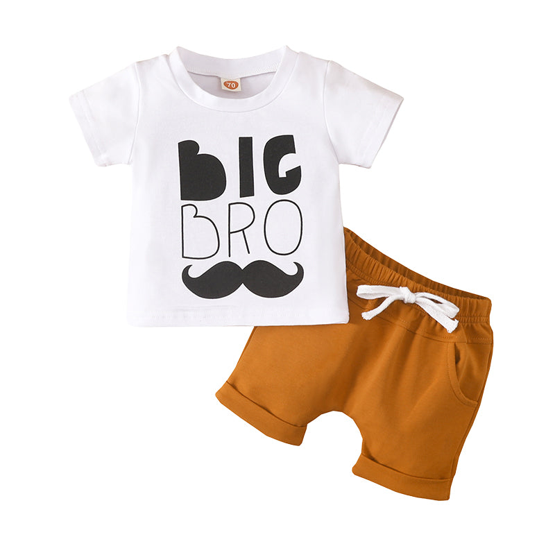 2 Pieces Set Baby Boys Letters Print Tops And Solid Color Shorts Wholesale 221229188
