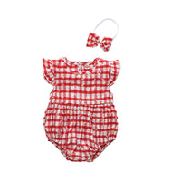 Load image into Gallery viewer, Baby Girls Checked Rompers Accessories Headwear Wholesale 221229196
