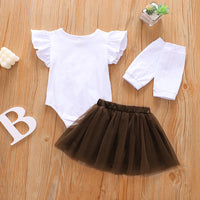Load image into Gallery viewer, 3 Pieces Set Baby Girls Letters Flower Print Rompers Bow Skirts And Others accessories Wholesale 221229202

