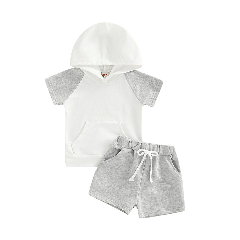 2 Pieces Set Baby Kid Boys Color-blocking Tops And Solid Color Shorts Wholesale 221229204