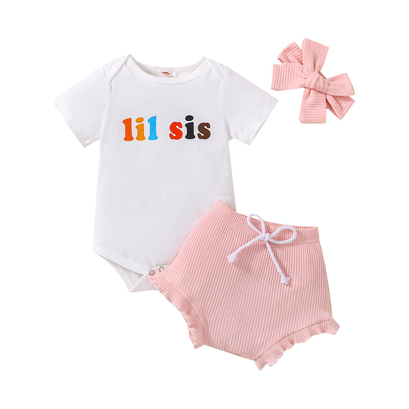 2 Pieces Set Baby Kid Unisex Letters Rompers Solid Color And Camo Shorts Wholesale 221229209