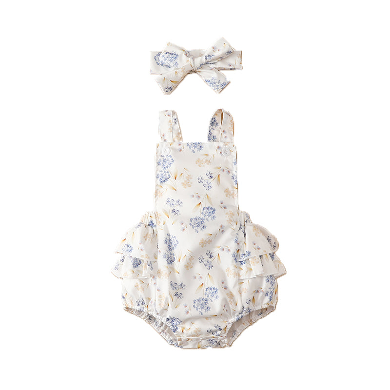Baby Girls Flower Plant Print Rompers Wholesale 221229211