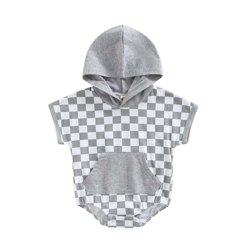 Baby Unisex Checked Rompers Wholesale 221229237