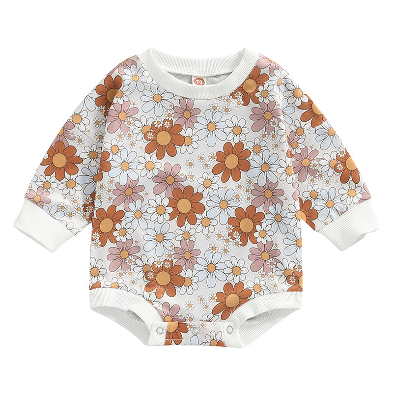 Baby Girls Flower Print Rompers Wholesale 221229240