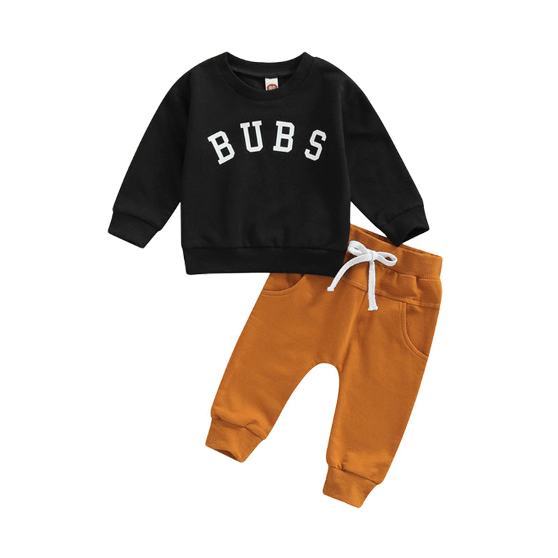 2 Pieces Set Baby Kid Unisex Letters Tops And Solid Color Pants Wholesale 221229248