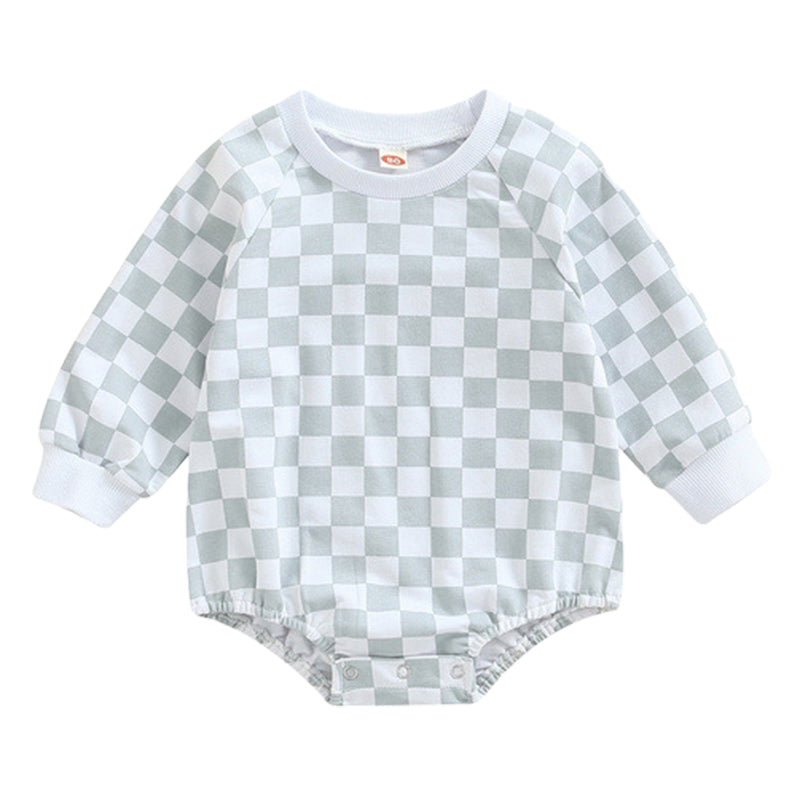 Baby Unisex Checked Rompers Wholesale 221229256