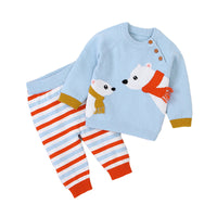 Load image into Gallery viewer, 2 Pieces Set Baby Unisex Animals Cartoon Print Tops And Striped Pants Wholesale 22122926
