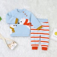 Load image into Gallery viewer, 2 Pieces Set Baby Unisex Animals Cartoon Print Tops And Striped Pants Wholesale 22122926
