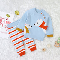 Load image into Gallery viewer, 2 Pieces Set Baby Unisex Animals Cartoon Print Tops And Striped Pants Wholesale 22122926
